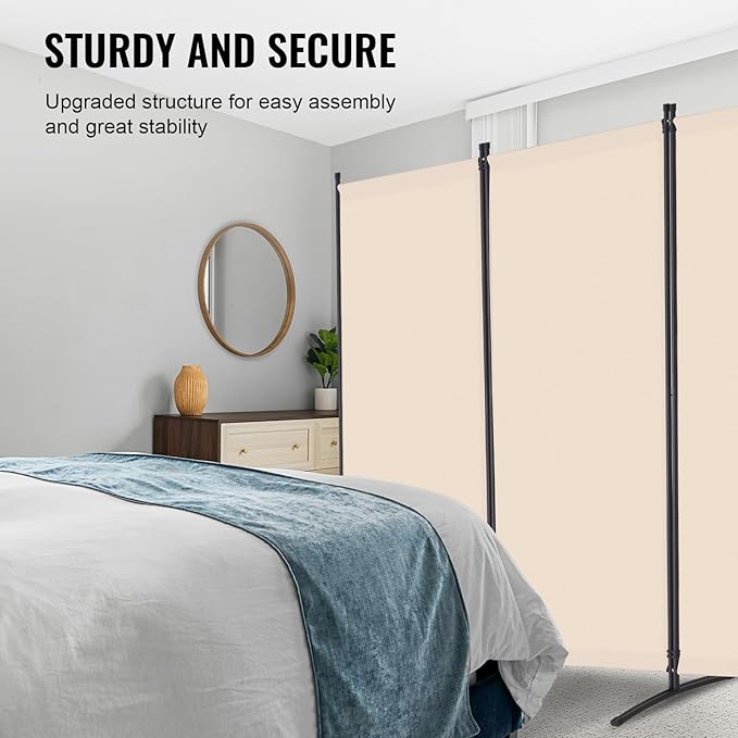 VEVOR Room Divider, 4 Panel Room Divider, Folding Privacy Screen and Portable Partition Divider for Room Separation, Freestanding Room Partitions for Office, Bedroom, Study, Beige