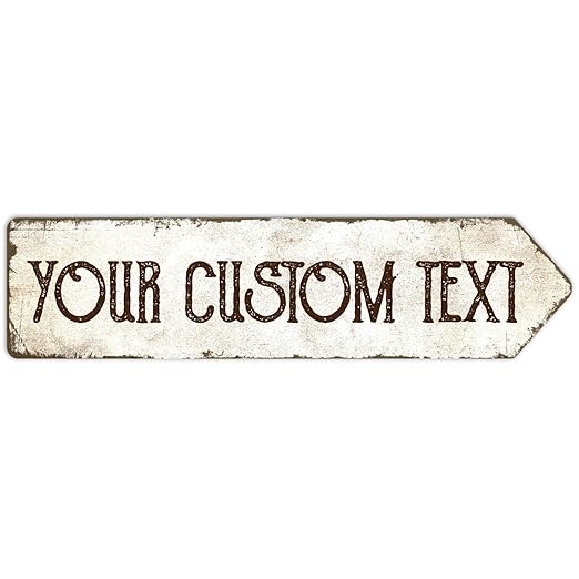 Rustic Custom Sign, Personalized Right Directional Metal Composite Street Sign for Indoor and Outdoor Use 4x18 Inches, ACM Made in the USA
