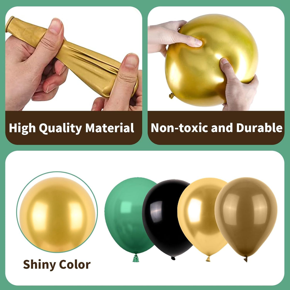 Green and Brown Balloons, Camo Balloons Camouflage Party Balloons Green Black Latex Balloon Metallic Gold Balloon for Kids Adults Hunting Birthday Soldier Army Theme Party Jungle Camping Decorations