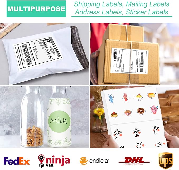 Half Sheet 8.5x5.5inch Shipping Mailing Label 1000 Counts, 2 Labels Per Sheet 8.5 x 11 for Laser & Inkjet Printer, Permanent Adhesive Label Square Corner (500 Sheets)