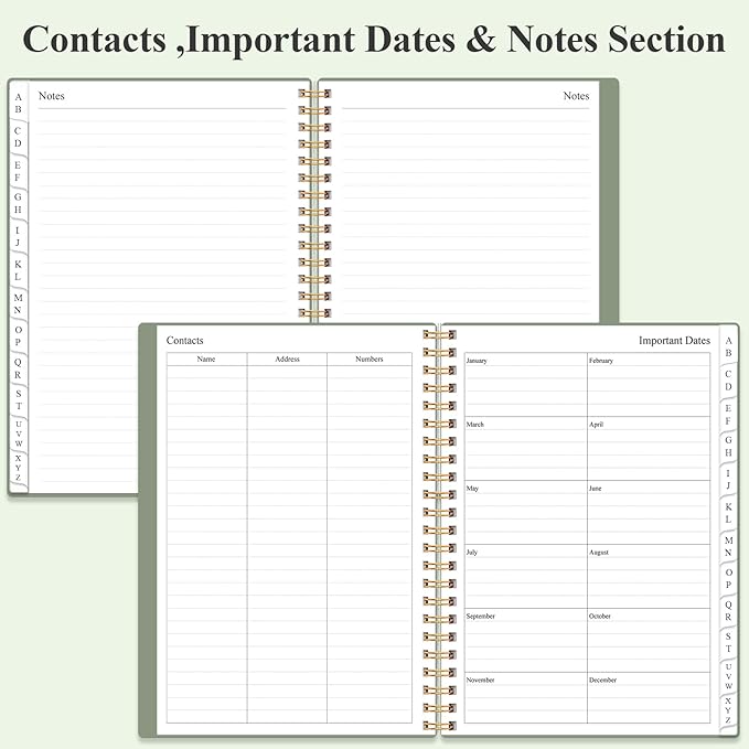 Address Book with Alphabetical Tabs - A5 Telephone & Address Book with Address Contacts, Special Date, Phone, Birthday & Internet Login Password for Home and Office, 6.2" x 8.5", Green
