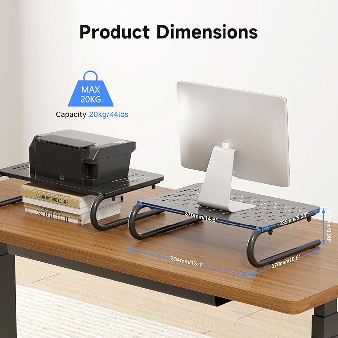 suptek Monitor Stand Riser for Computer,Laptop,Printer, Notebook and All Flat Screen Display with Vented Metal Platform and 4 Inches Height Underneath Storage (MST004-2)