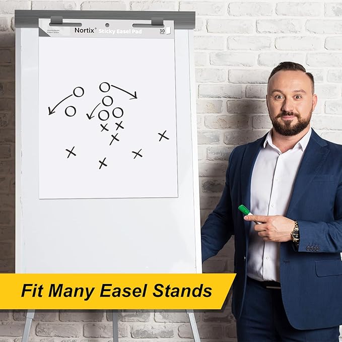 Nortix Easel Pad, Self-Stick Easel Pads, Anchor Chart Paper for Teachers, Strong Adhesive & Bleed-Resistant, 20''x23'' Sticky Notes Chart Paper, 30 Sheets/Pad, 8 Pads