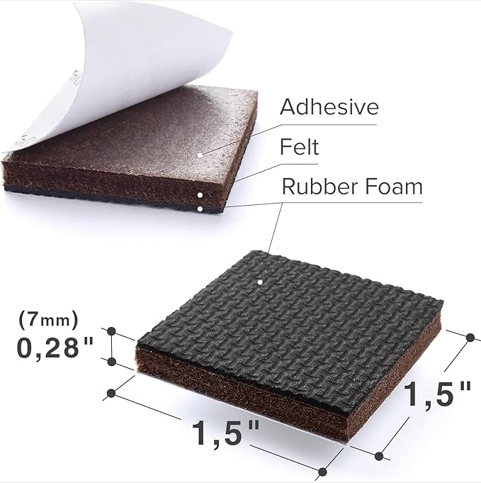Non Slip Furniture Pads 8 pcs 1 1/2" X-Protector - Premium Furniture Grippers! Self-Adhesive Rubber Feet Furniture Feet - Ideal Non Skid Furniture Pad Floor Protectors - Keep Furniture in Place!