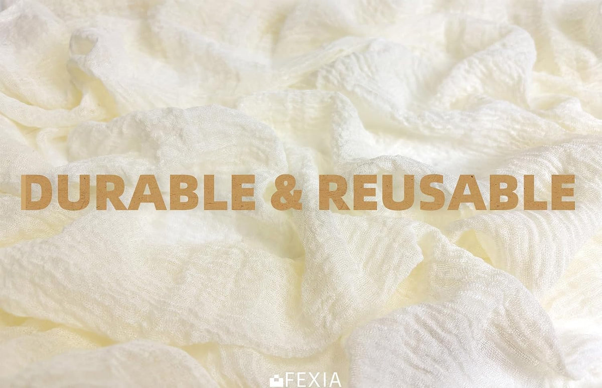 FEXIA 3 Pack Beige Table Runner 30x118 Inches Ivory Cheesecloth Rustic Boho Gauze for Wedding Baby Shower Bridal Shower First Communion Home Decorations