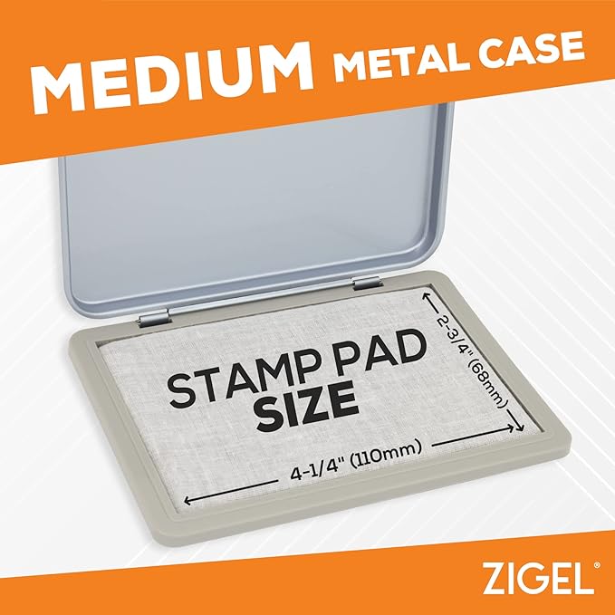 Metal Case Stamp Pad Medium Size, Crimson Red Color - Size: Size: 3" x 4" - Choose from 15 Ink Colors