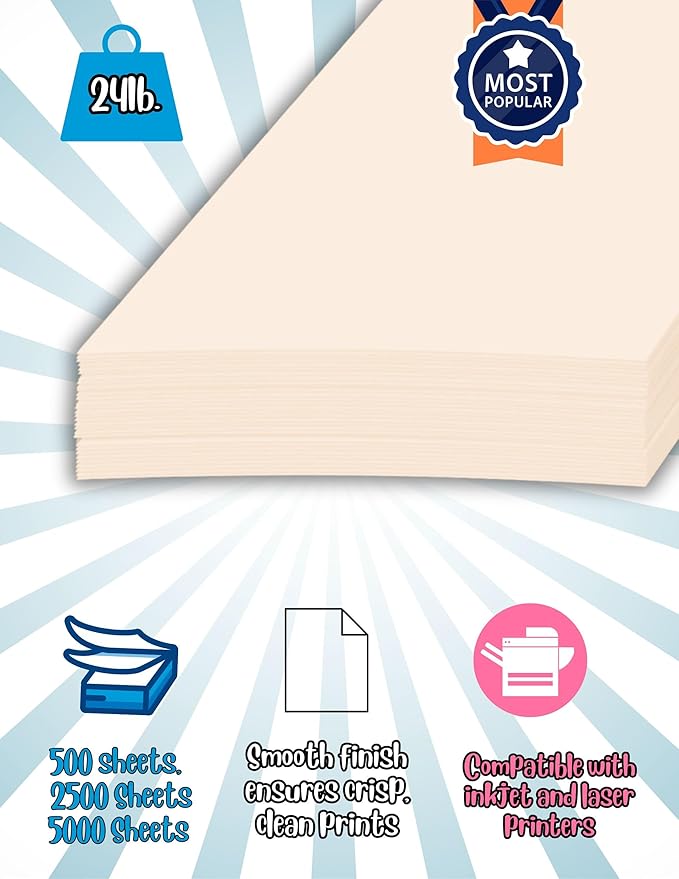 Limited Papers (TM) Colored Copy Paper – 24lb/60lb Text, 90 gsm, 11"x17", Tabloid Size, 500 Sheets Per Ream. (2500, Pink)