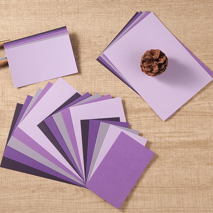 50 Sheets Colored Cardstock Paper 5 Colors, 250 GSM Heavy Card Stock for DIY Art Projects, Cards (Purple, 5x7)