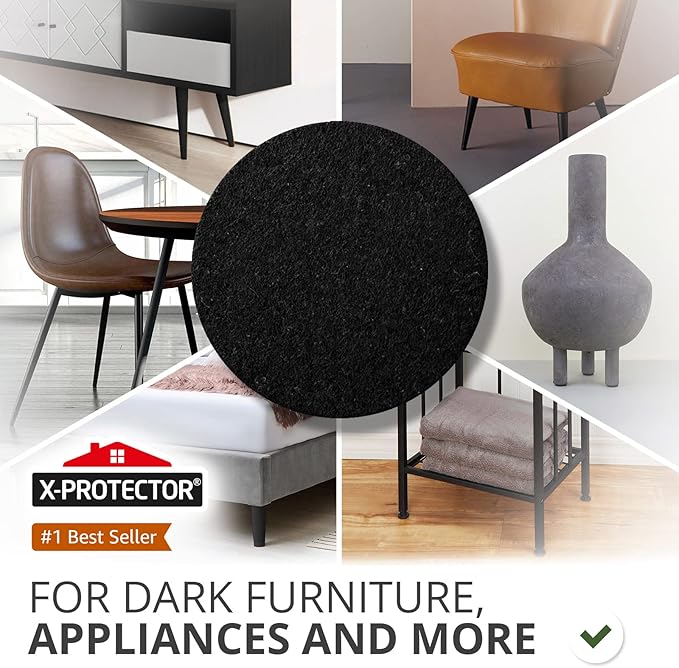 X-Protector 357 Pcs Black Felt Furniture Pads - Huge Quantity of Anti-Scratch, Heavy Duty Floor Protectors for Hardwood, Tile, Laminate - Suitable for Chairs, Tables, Sofa, Bed, Cabinet, Ottoman