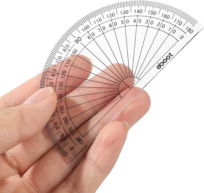 Zonon 100 Pcs 4 Inch Clear Plastic Protractor Bulk Math Protractors Set 180 Degrees Geometry Drafting Tools for Classroom Industry Office Back to School Supplies