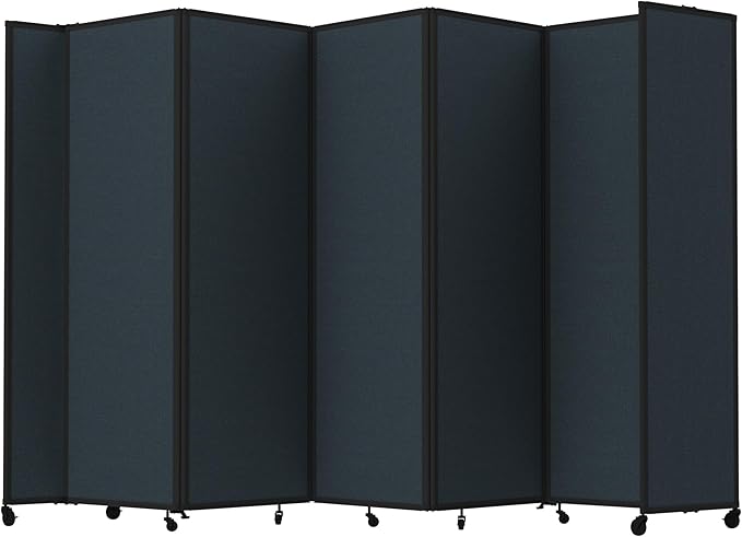 Versare Room Divider 360 Portable Wall Partition | Folding Panels | Large Freestanding Divider | Locking Wheels | Temporary Room Separator | 14' x 7'6'', Blue Spruce