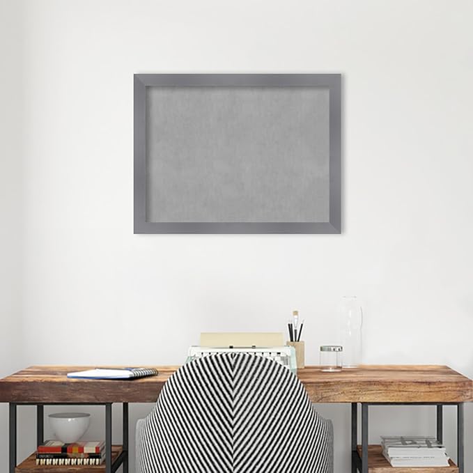 Amanti Art Grey Framed Magnetic Board 20x26 Medium Vision Board for use with Magnets, 100% Metal Sheet to Display Items as Office Decor or for Home Organization in mudroom, Kitchen or Kids Room