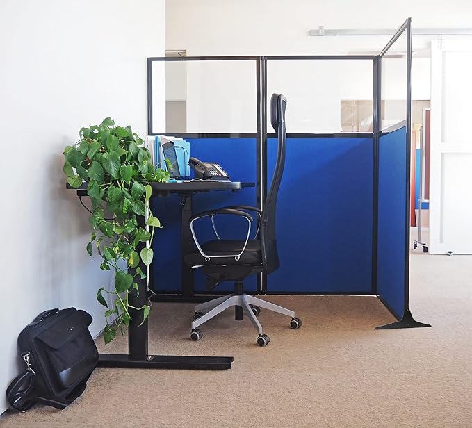 Versare Workstation Partition | Portable Wall Divider | Modern Office Cubicle | Free Standing Privacy Screen | Flexible Work Space | 66" x 70" Red Fabric Panels