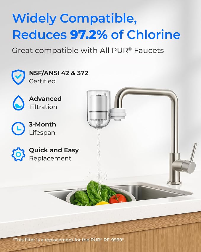 Waterdrop C08B Water Filter Replacement for PUR® Faucet Filter, 3 Pack | Compatible with All PUR® PLUS Faucet Filtration System, Replacement RF-3375®, NSF 42 Certified, 9-Month, 900-Gallon