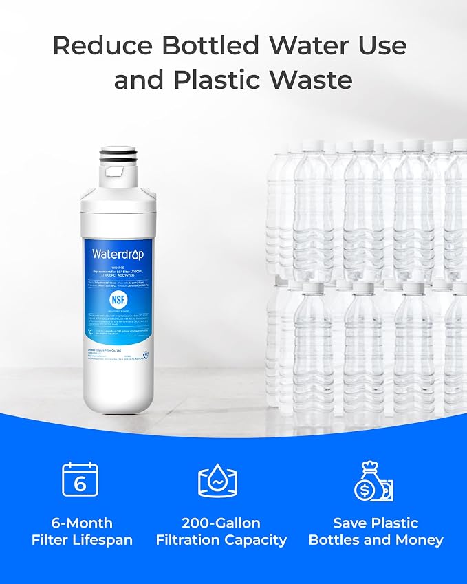 Waterdrop LT1000PC Refrigerator Water Filter and Air Filter, 4 Combo | Replacement for LG® ADQ747935, LT1000P®/PC/PCS, LMXS28626S, LFXS26973S, LFXS26596S, LFXS28596S, ADQ74793501 and LT120F®