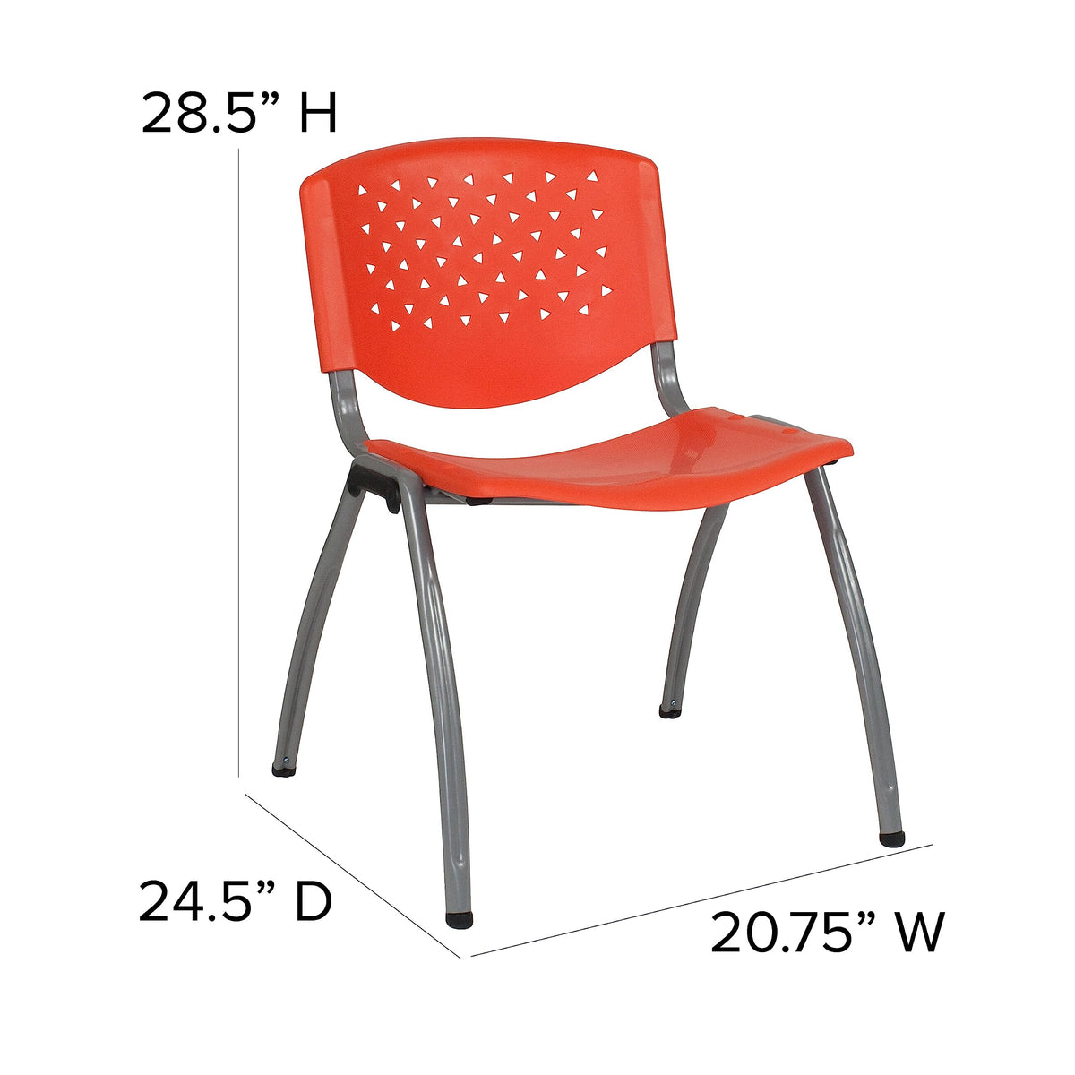 5 Pack 880 lb. Capacity Orange Plastic Stack Chair | Comfortable Seating with Durable Design