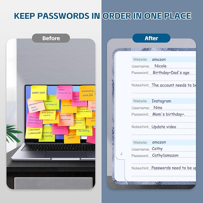 MOSA BEAR Password Keeper Book with Alphabetical Tabs，4.3"x5.7" Small Password Books for Seniors Password Notebook for Internet Website Address Log in Detail(NZSL)