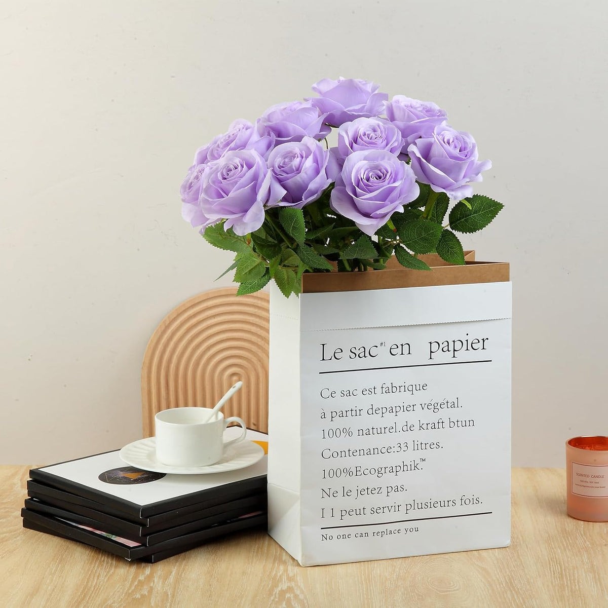 12pcs Light Lavender Roses Artificial Flowers Fake Roses Silk Flowers Roses with Long Stems for Wedding Home Party Centerpieces Decorations