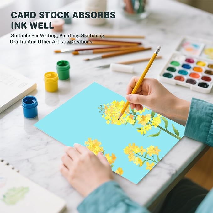 Cardstock 8.5 X 11, 40 Sheets Light Blue Card Stock, 75lb/ 200gsm Copy Paper, Cardstock Printer Paper For Art, Drawing, Invitations, DIY Cards, Watercolor, Craft, Construction, School & Office Supplie