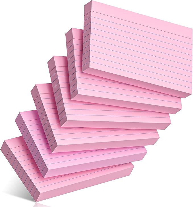 300 Count Index Cards 3 x 5 Inch Ruled Pink Index Cards, Flash Cards College Ruled for School, College, Office and Home Organization, Durable Study To Do List Note Cards with Ruled Lines