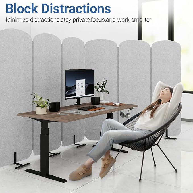 Natwind 5 Panel 122.8 x 71 in Office Room Privacy Protect Space Divider Portable Partition,Wall Folding Cubicle Indoor Freestanding Acoustic Partition Temporary for Office Room