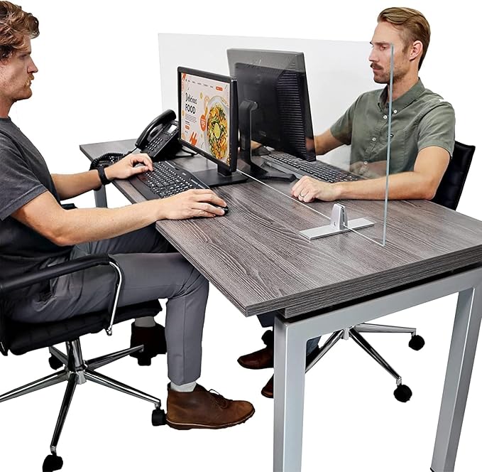OBEX Acrylic Free Standing Screen, Divider for Desk Privacy Home & Office Partitions for Table Top Workstation, Portable Cubicle Panel for Work, 24" x 60", Clear