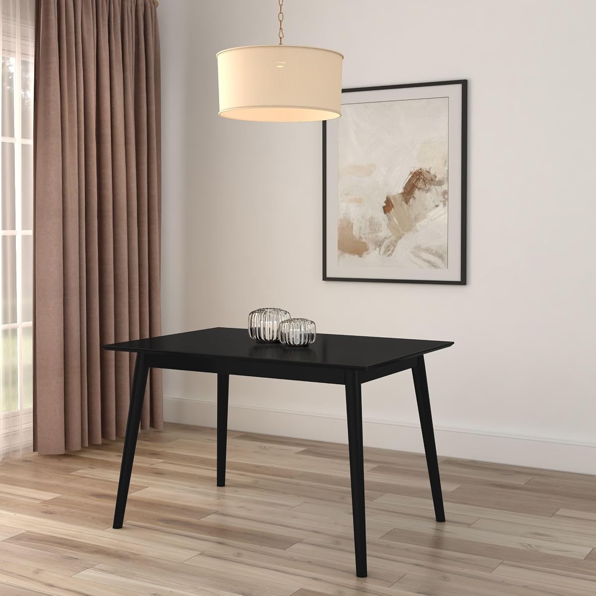 Mid Century Modern 48 Inch Dining Table, Black