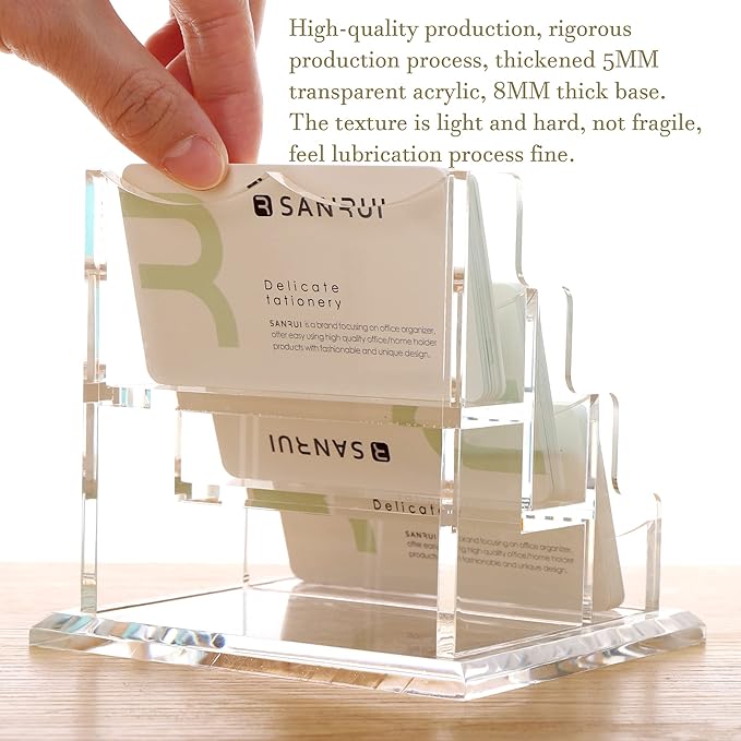 YUXUN Business Card Holder Display for Desk, Clear Acrylic Cards Organizer 3 Tier 3 Slots, Business Card Stand for Men and Women 1 Pack (3 slots) 3slots…