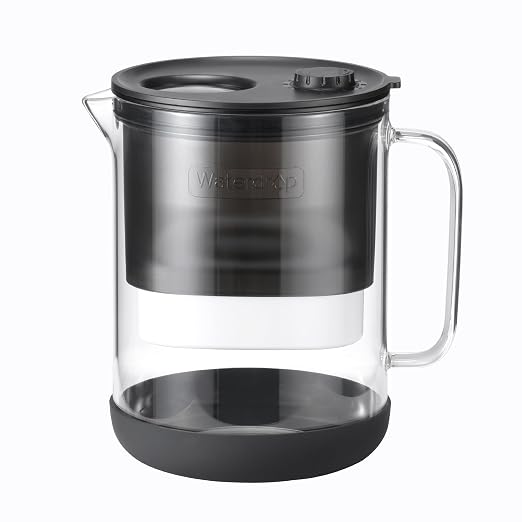 Waterdrop PT-72BL Glass Water Filter Pitcher, 7-Cup, Eco-Friendly, Black | NSF/ANSI 53, 42 & 372 Certified Filter, Reduces PFOA/PFOS, Chlorine, Cadmium, Copper & Mercury, BPA-Free, Easy to Clean