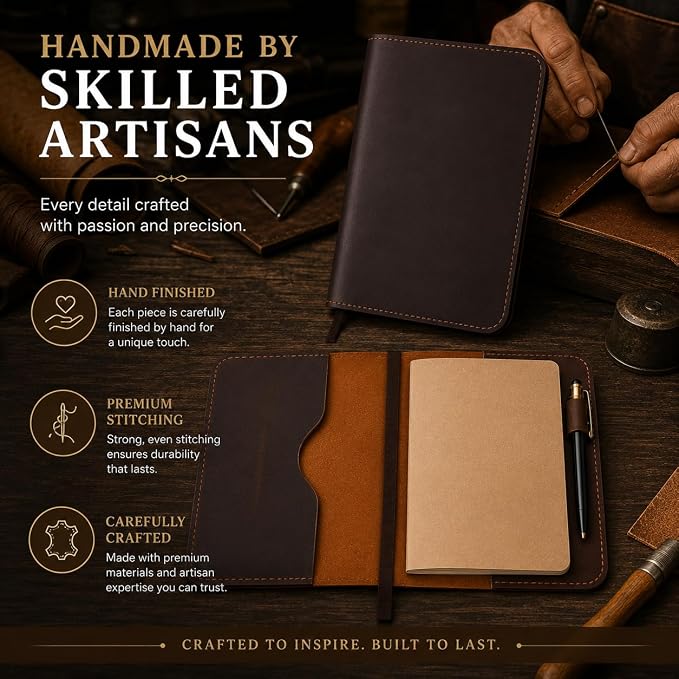 A5 Leather journal cover, Refillable Journal Cover for Large and Medium A5, Leather Handmade Notebook Cover, 5.75 x 8.25 Inches Leather Bound Journal (Brown)