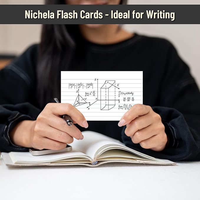 300 Count Index Cards 3 x 5 Inch Ruled White Index Cards, Flash Cards College Ruled for School, College, Office and Home Organization, Durable Study To Do List Note Cards with Ruled Lines