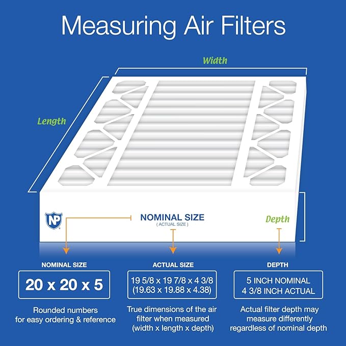 Nordic Pure 20x20x5 (Actual Size: 19 5/8 x 19 7/8 x 4 3/8) Honeywell/Lennox Replacement MERV 14 Air Filter 1 Pack