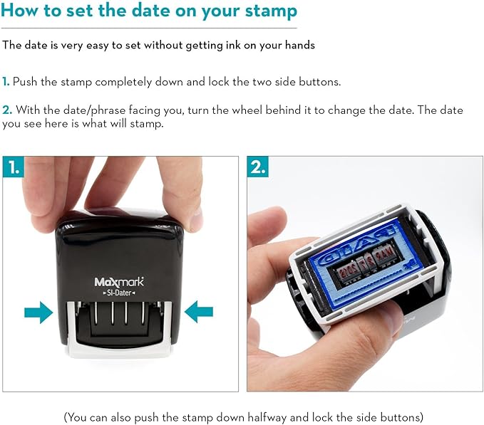 MaxMark Office Self Inking Date Stamp with Phrase Faxed - Blue Ink