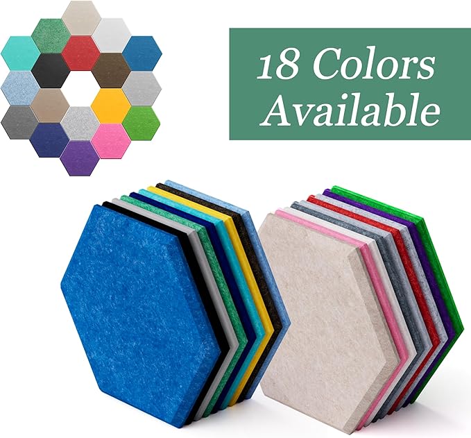 Hexagonal Acoustic Panels-12 Pack High-Density Sound Absorbing Panels 12"X10"X0.4" for Enhanced Noise Reduction, DIY Design, Idea for Studios, Offices, and Home Theaters(Light Camel)
