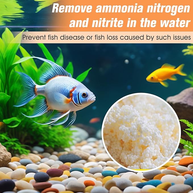 WDEFUN Aquarium Filter Media, 300 ml 2 Packs with Free Mesh Bag Organic Filtration Resin, Remove Driftwood Tannins Suitable for Freshwater and Saltwater Fish Tank