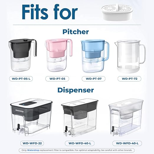 [Original] Waterdrop PF-01A Water Filter for Waterdrop Pitcher & Dispenser | NSF Certified, Reduces Lead, PFAS, PFOA/PFOS, Chlorine, Last Up to 3 Months or 200 Gallons, 1 Pack