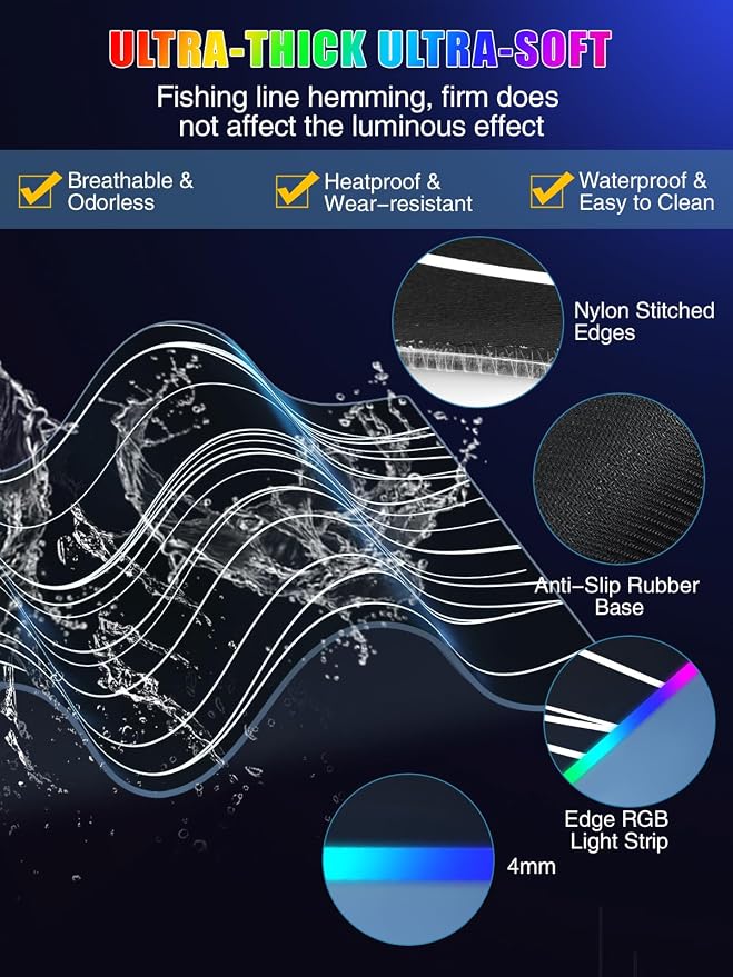 Mouse Pad with Foldable Phone Holder & Wireless Charger, XXL RGB Gaming Mousepad 31.5"x15.8" Large Desk Mat for Keyboard, Black Desk Pad with Dual Qi Charging Station | 11 Colors 5 Modes | Waterproof