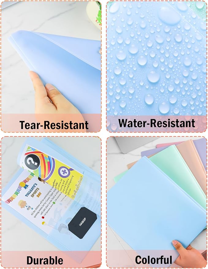 2 Pocket Folder with Prongs (15 Pack, Pastel), Plastic Folders with Pockets | Pastel Colors, Business Card Holder, Fit Letter Size, Organizing Papers, in School, Office, Business