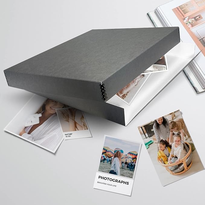 Lineco Museum Archival Storage Box, 20.75x24.75x3 in. Drop Front Design. Acid-Free with Metal Edge. Organize Photos, Pictures, Prints, Documents, Crafts, DIY. Gray, 1 Pack