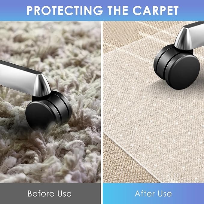 Vicwe Office Chair Mat for Carpeted Floors, 48"X36" Rectangle Desk Chair Mats with Studs for Low and No Pile Carpeted Floors, Easy Glide Computer Desk Chair Mat for Home & Offices