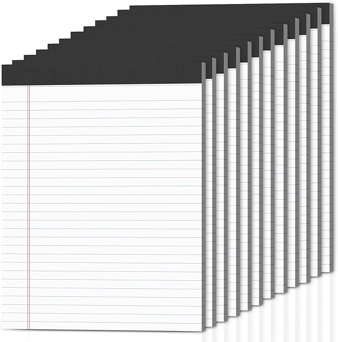 12-Pack Legal Pads 8.5"x11" Wide Ruled Note Pads - 600 Sheets (50/Pad) with Micro-Perforated Notepad & Chipboard Backing To-Do Lists Thick Lined Writing Paper Notebook for School & Office Supplies