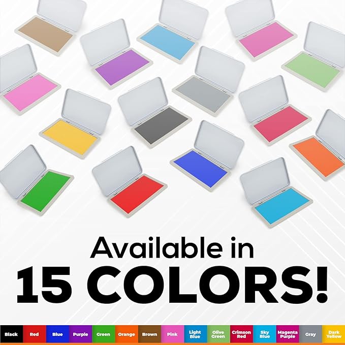 Metal Case Stamp Pad Medium Size, Crimson Red Color - Size: Size: 3" x 4" - Choose from 15 Ink Colors
