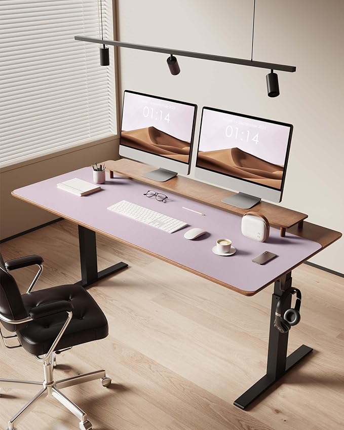 YSAGi Leather Desk Pad Protector, Office Desk Mat, Large Mouse Pad, Non-Slip PU Leather Desk Blotter, Laptop Desk Pad, Waterproof Desk Writing Pad for Office and Home(Grayish Lavender, 47" x 17")
