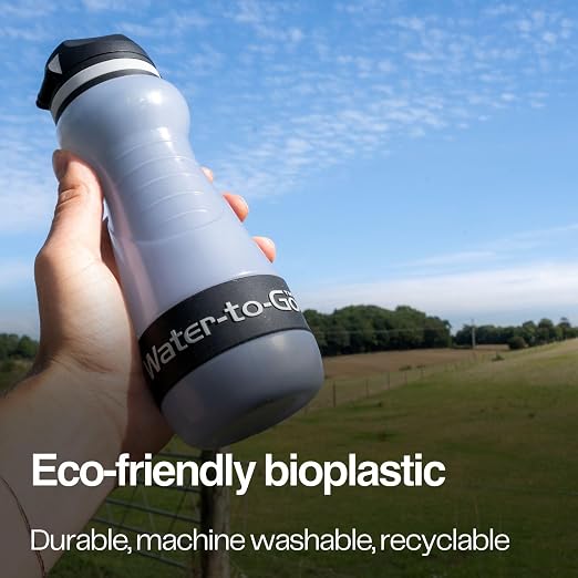 Water-to-Go Travel Water Filter Bottle, 18.5oz/55cl | Compact Filtered Water Bottle for International Travel, Removes Viruses, Eco-Friendly Bioplastic, New Leakproof Lid
