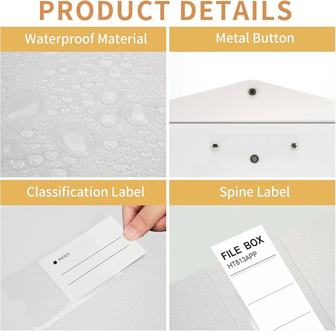 HUA JIE 2 Pack A4 Storage File Boxes Archives Case,65mm Spine,Box File Document Storage Box with Metal Clip for Office School -White