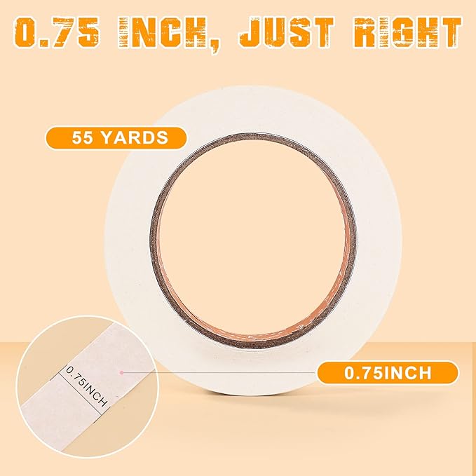 SEBETOW Masking Tape Bulk 10 Packs 0.75 Inch - Masking Tapes Artist Drafting Tapes White Beige, General Purpose for Craft, Art, Office, School, 3/4 Inch x 55 Yards x 10 Rolls