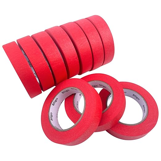 Bligo 10 Pack Red Painters Tape 1 Inch x 55 Yards, Medium Adhesive Masking Tape Bulk (550 Total Yards), Residue-Free for Painting, DIY Crafting, Indoor & Outdoor Use