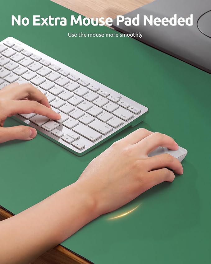 YSAGi Leather Desk Pad Protector, Office Desk Mat, Large Mouse Pad, Non-Slip PU Leather Desk Blotter, Laptop Desk Pad, Waterproof Desk Writing Pad for Office and Home (Jade Green, 35.4" x 17")