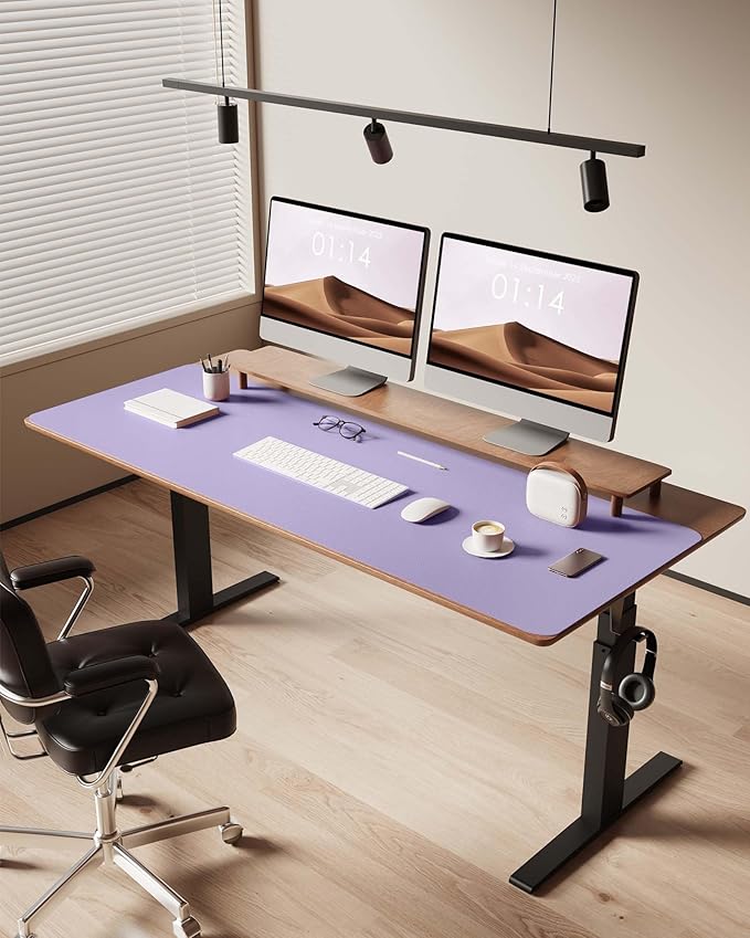 YSAGi Leather Desk Pad Protector, Office Desk Mat, Large Mouse Pad, Non-Slip PU Leather Desk Blotter, Laptop Desk Pad, Waterproof Desk Writing Pad for Office and Home (Light Purple, 47" x 17")