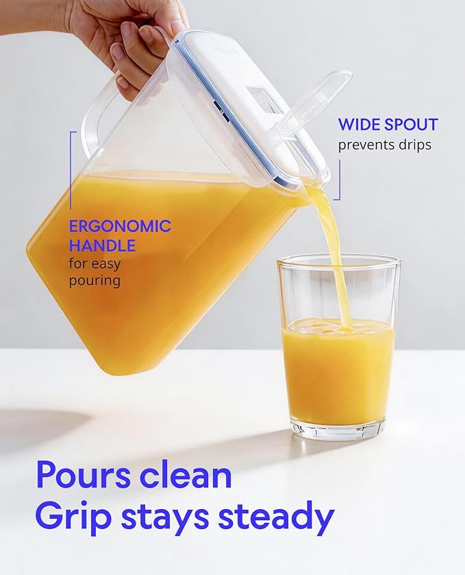 LocknLock Aqua Fridge Door Water Jug | Clear Pitcher | BPA Free Plastic Pitcher with Lid | 3 Quart Pitcher with Lid for Water, Juice, Tea & More Beverages, Yellow